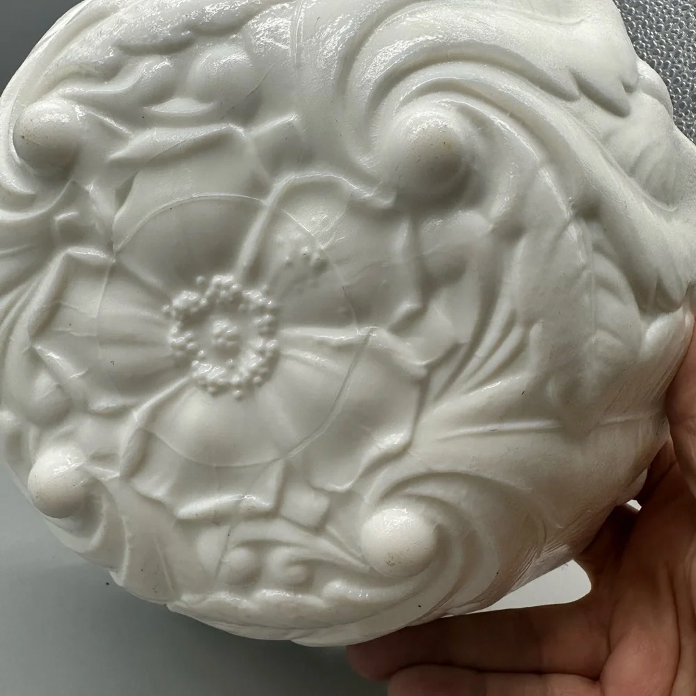 Indiana Glass Wild Rose milk glass footed bowl